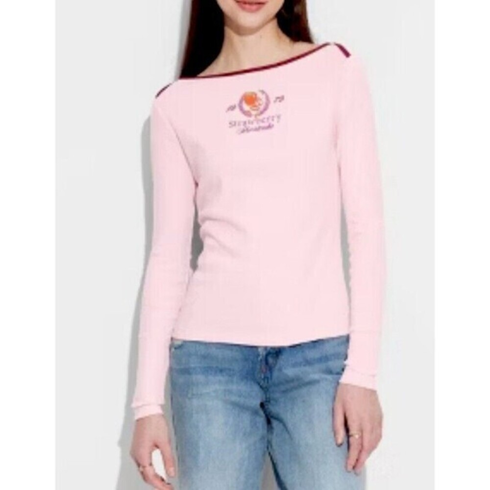 Women's Size XL Strawberry Shortcake Long Sleeve Graphic T-Shirt Light Pink
